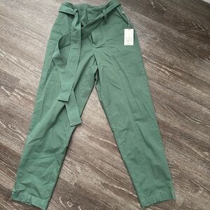 NWT High-Waist Belted Tapered Pants - Sage Green-4